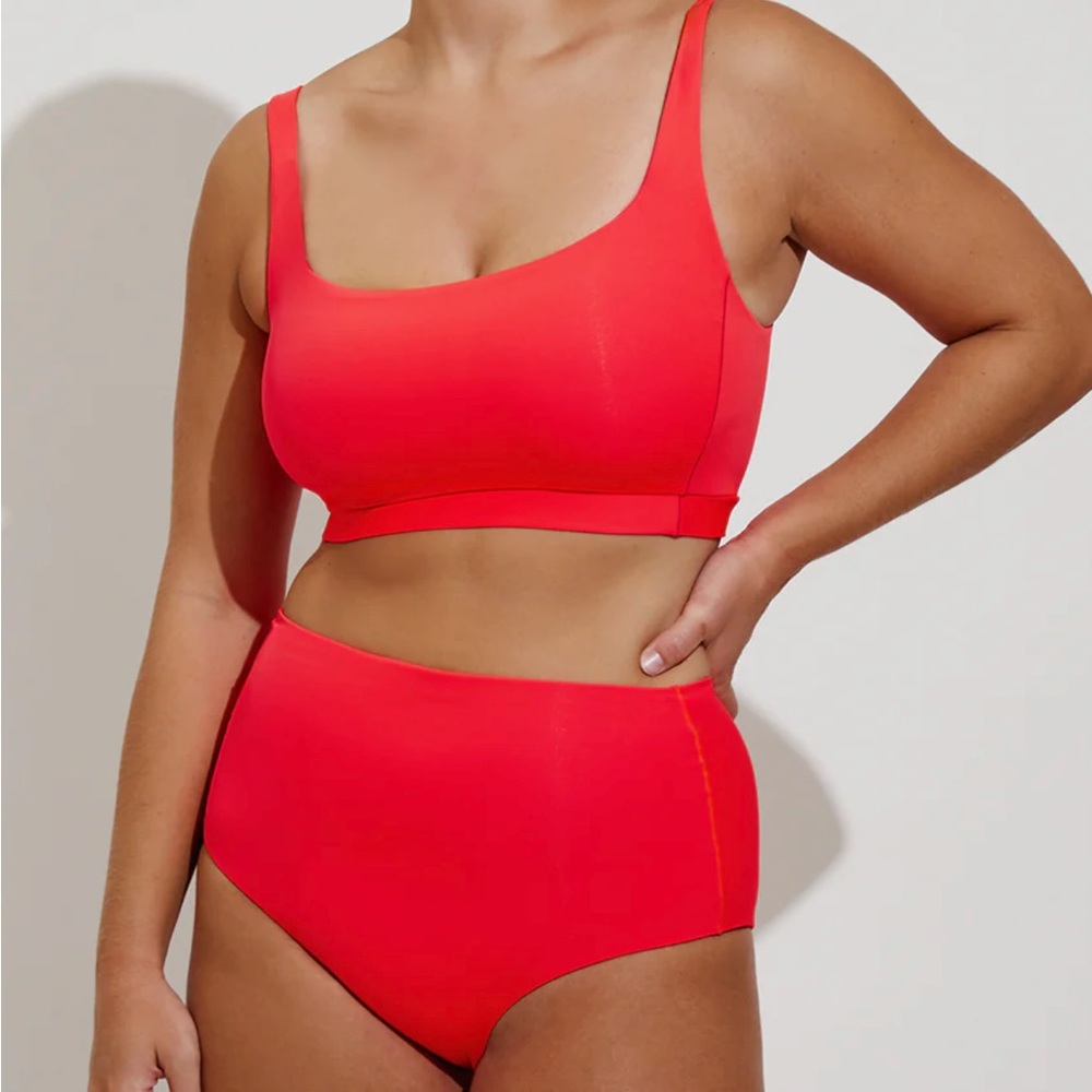 Left on Friday Top Shelf Bikini Top Neon Red (Rescue) size Medium BNWT